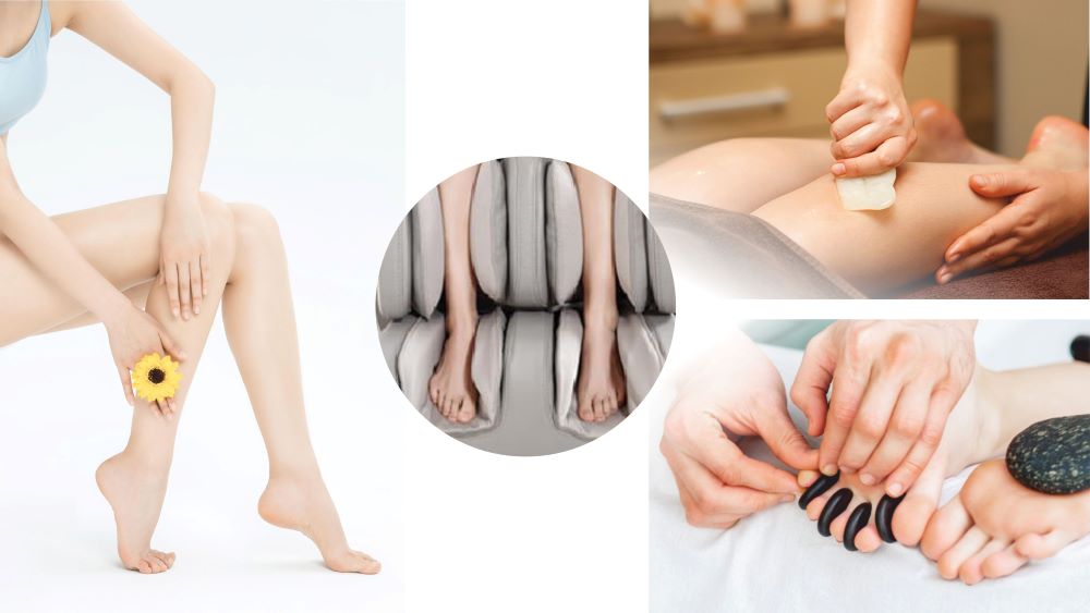 <span>Автоматический массажный блок для ног</span> с растиранием и прогревом голеней и коленей, компрессионным и роликовым массажем стоп