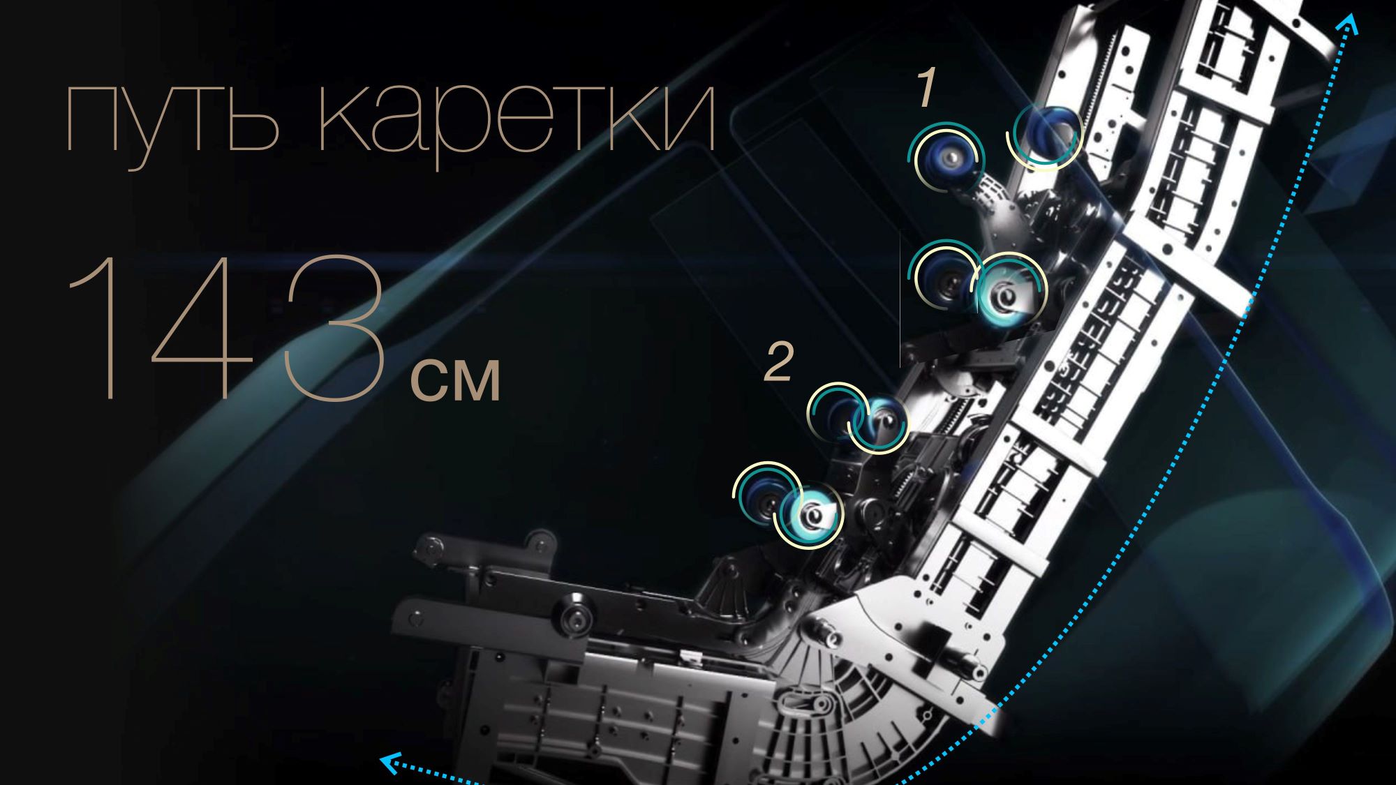 Профессиональная супердлинная массажная каретка <span>SL-Track 143 см с двумя механизмами</span>